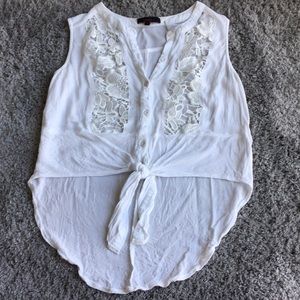 High Low White Tank Top